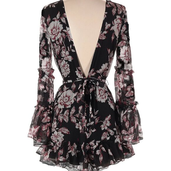 Ali & Jay Floral Ruffle Bell Sleeves Open Back Romper - Picture 3 of 7